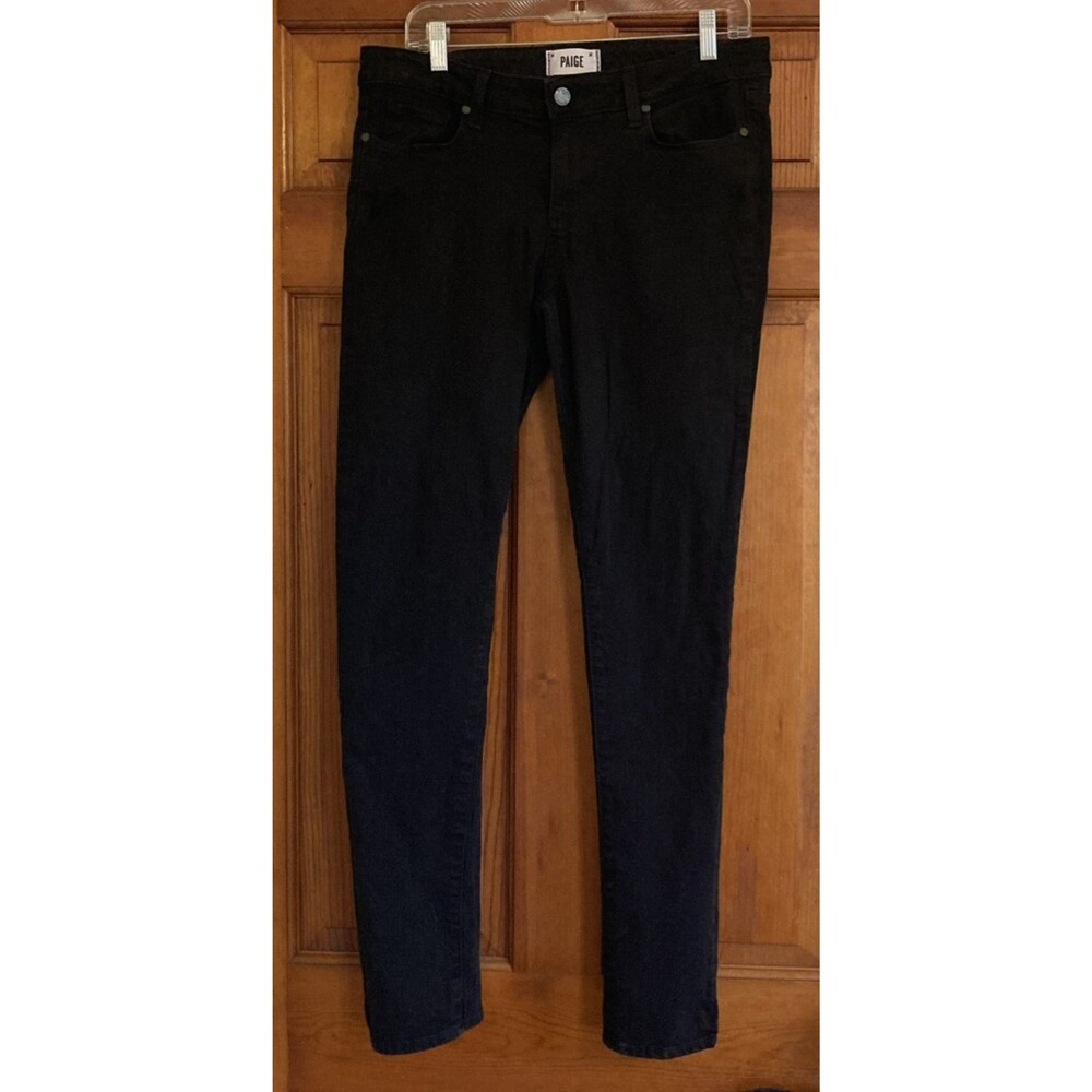PAIGE Womens 31 Skyline Skinny Black Denim Jeans Made in USA 5-Pocket 98% Cotton